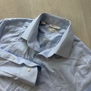 Suitsupply Shirt Mens 15 3/4 40 Traveller Blue Long Sleeve Slim Fit Dress Shirt
